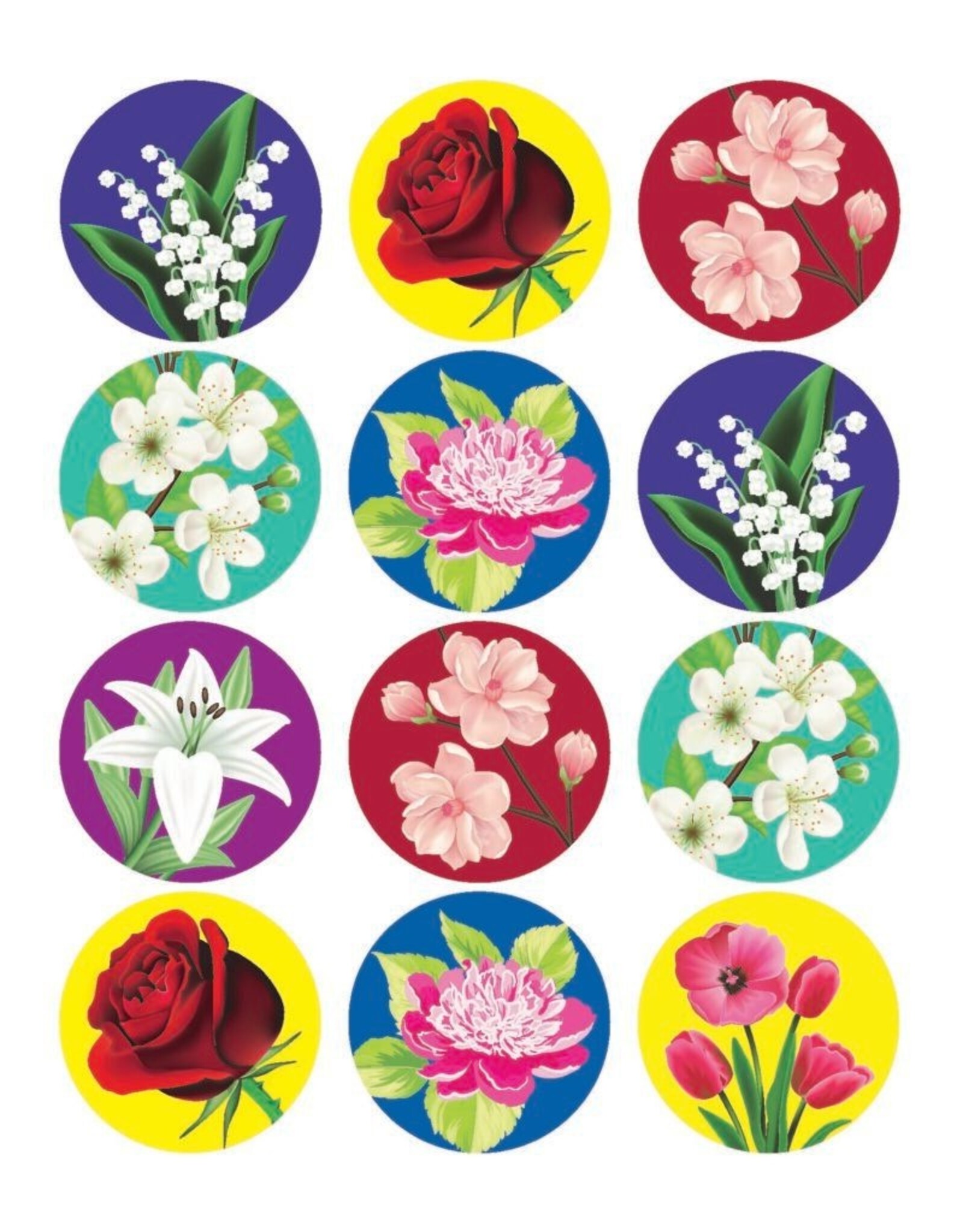 RANENU STICKERS: JUMBO FLOWER DOTS - 72 STICKERS