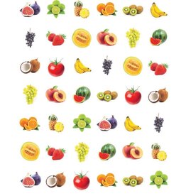 RANENU STICKER: FRUIT -SMALL CIRCLE 3/4" - 6 SHEETS