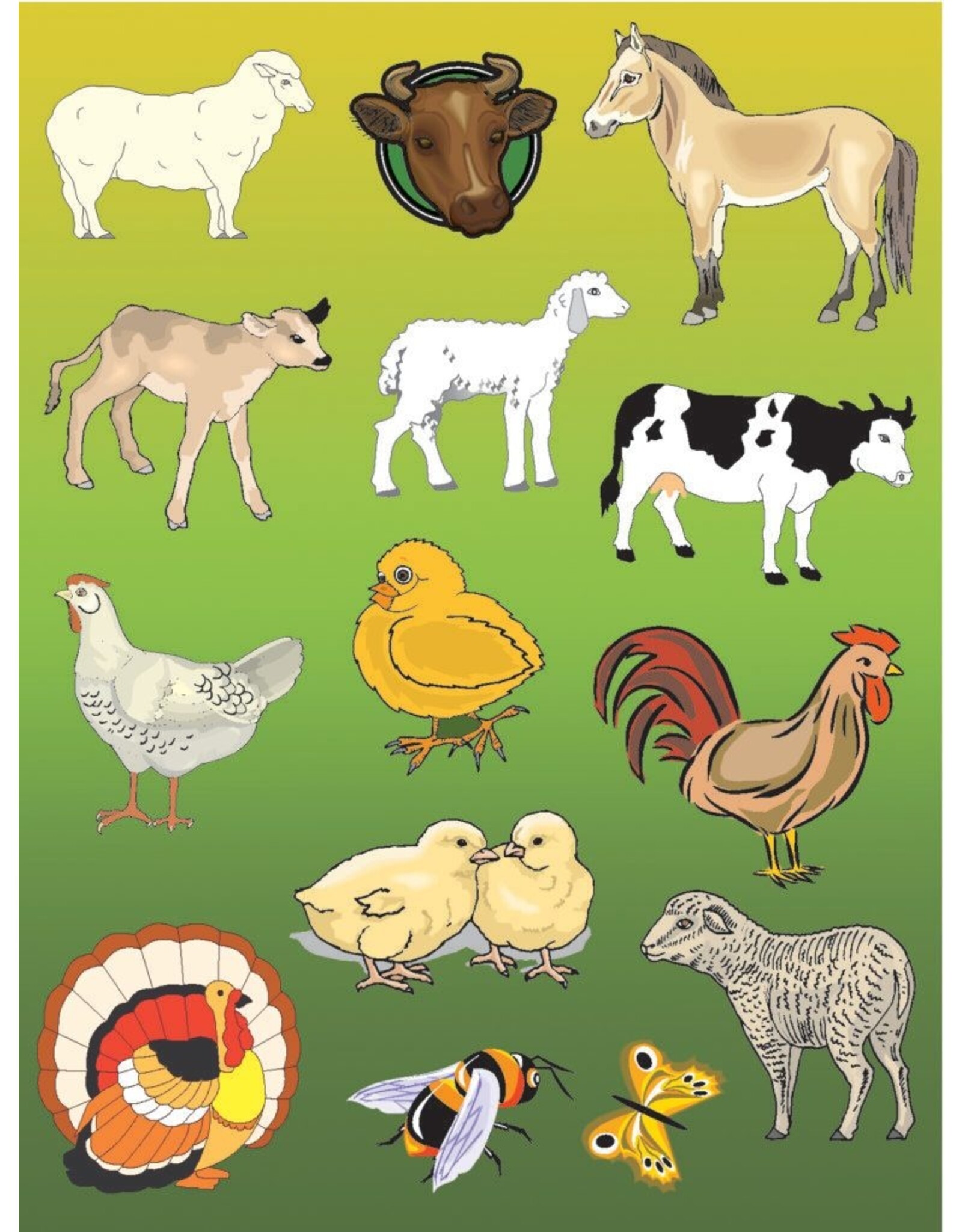 RANENU STICKERS: FARM ANIMALS - 6 SHEETS