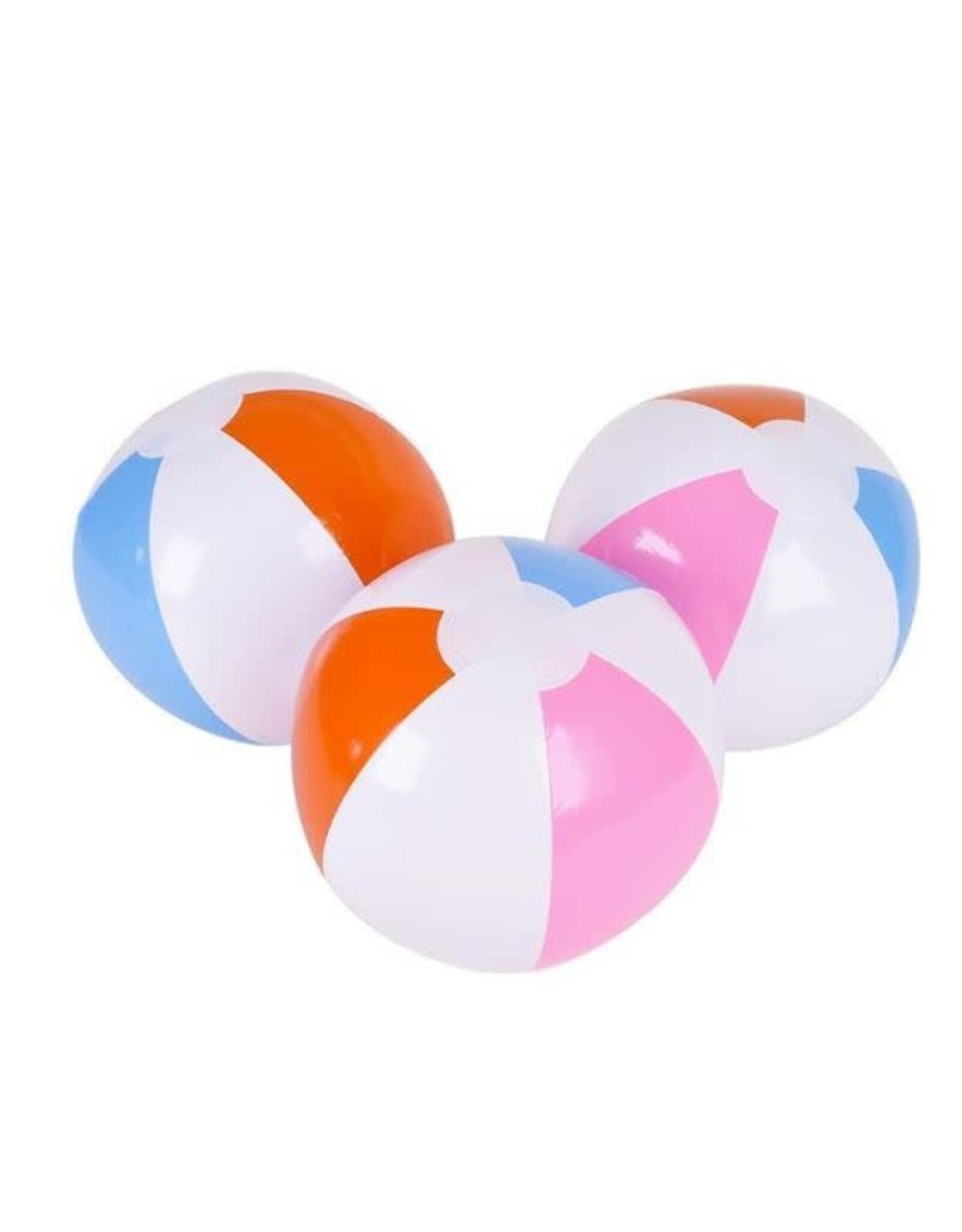 12" BEACH BALL: PINK BLUE ORANGE - 12 PACK
