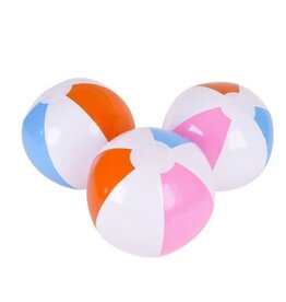 12" BEACH BALL: PINK BLUE ORANGE - 12 PACK