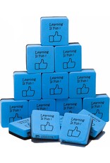 DRY BOARD ERASER - " LEARNING IS FUN "  2"X2" - 15 PACK