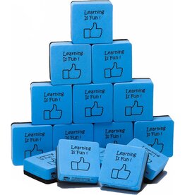 DRY BOARD ERASER - " LEARNING IS FUN "  2"X2" - 15 PACK