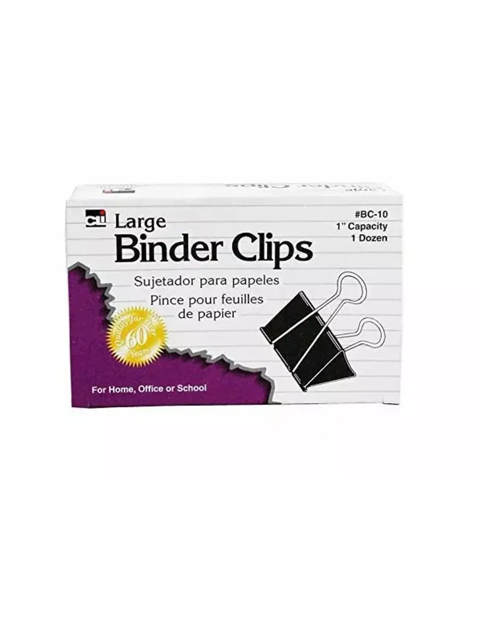 BINDER CLIPS: 2'' WIDTH 1" CAPACITY   - 12 PACK