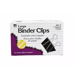 BINDER CLIPS: 2'' WIDTH 1" CAPACITY   - 12 PACK