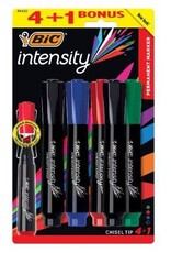 BIC MARKER CHISEL TIP ASSORTED COLORS - 5 PACK