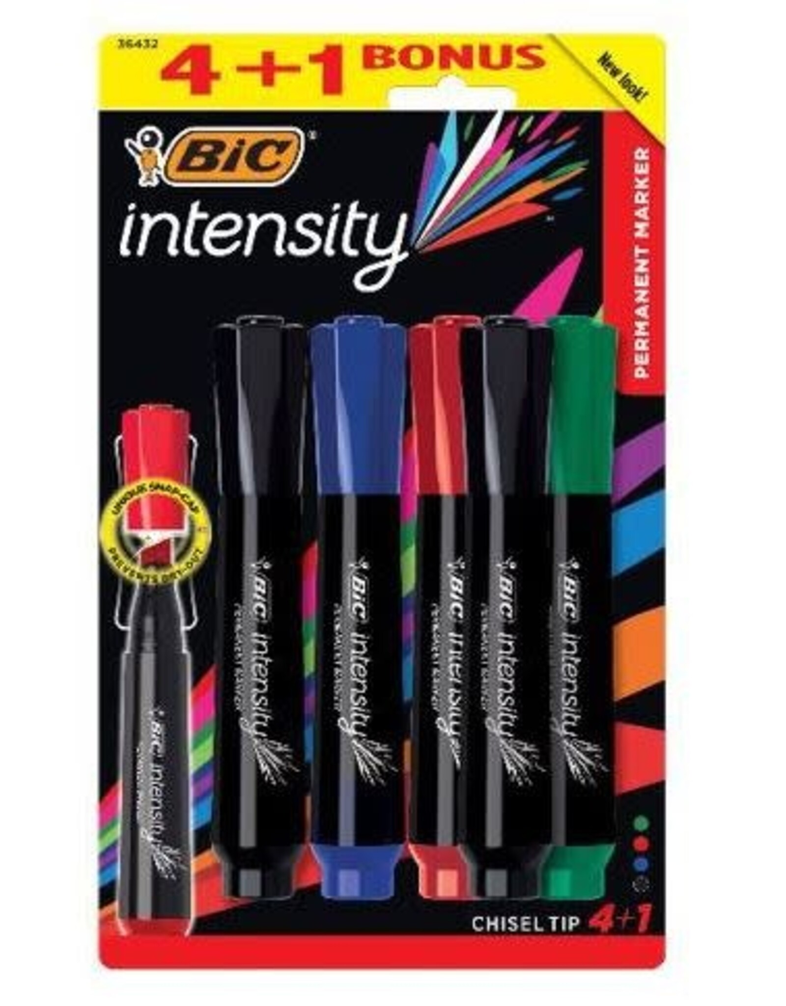 BIC MARKER CHISEL TIP ASSORTED COLORS - 5 PACK