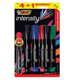 BIC MARKER CHISEL TIP ASSORTED COLORS - 5 PACK