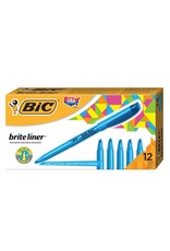 BIC HIGHLIGHTER  BRITE LINER CHISEL TIP BLUE - 12 PACK