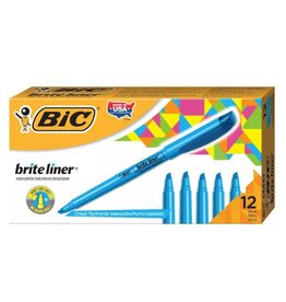 BIC HIGHLIGHTER  BRITE LINER CHISEL TIP BLUE - 12 PACK