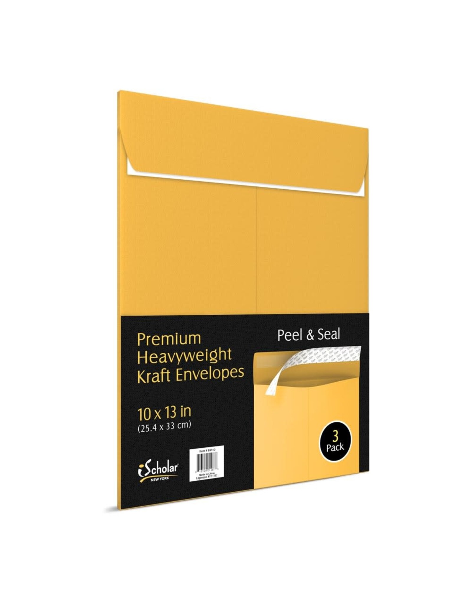 KRAFT ENVELOPES 10"x13" PEEL & STICK -  3 PACK
