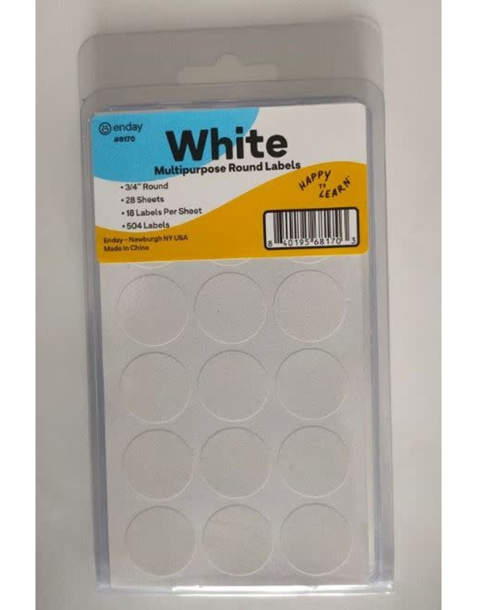 COLOR CODING STICKER:  ¾", ROUND WHITE - 504 PACK