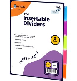 3 RING BINDER DIVIDERS  WITH 5 COLORFUL TABS