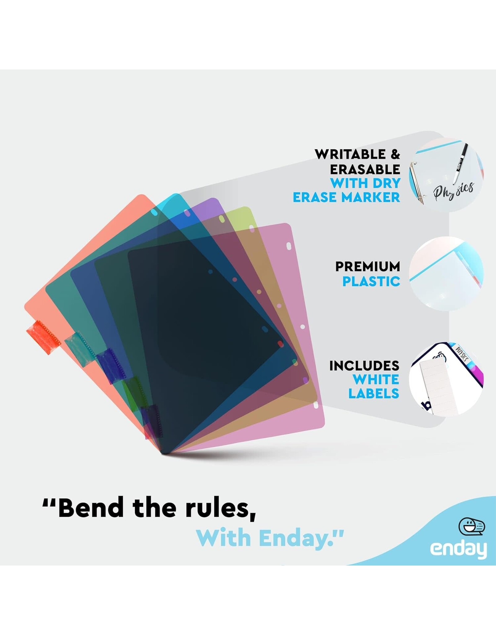 3 RING BINDER DIVIDERS  WITH 5 COLORFUL TABS