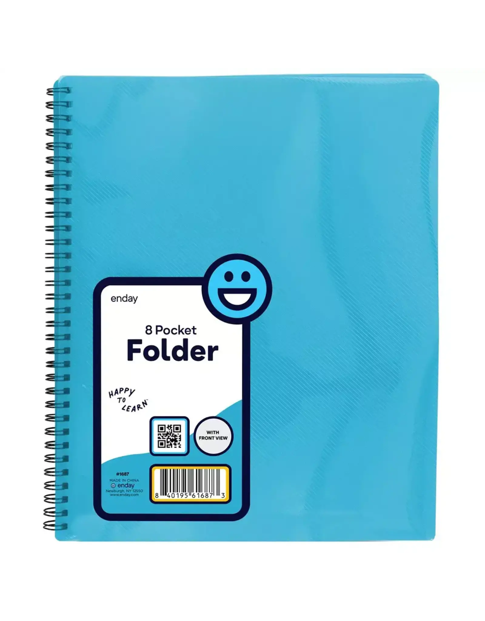 8 POCKET POLY FOLDER WITH FRONT VIEW - BLUE