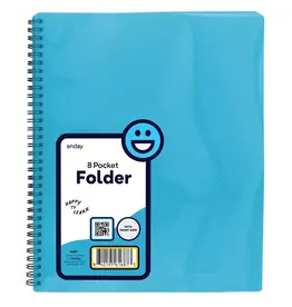 8 POCKET POLY FOLDER WITH FRONT VIEW - BLUE