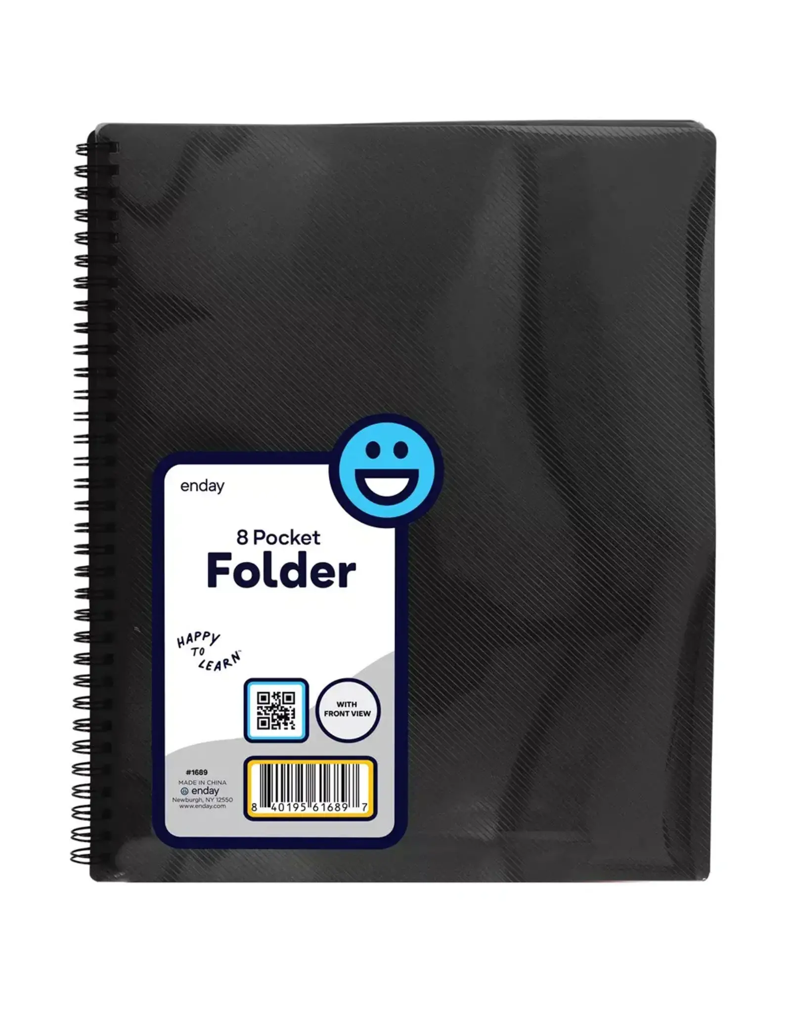 8 POCKET POLY FOLDER WITH FRONT VIEW - BLACK