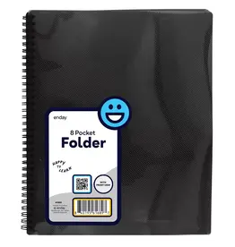 8 POCKET POLY FOLDER WITH FRONT VIEW - BLACK