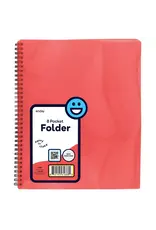 8 POCKET POLY FOLDER WITH FRONT VIEW - RED