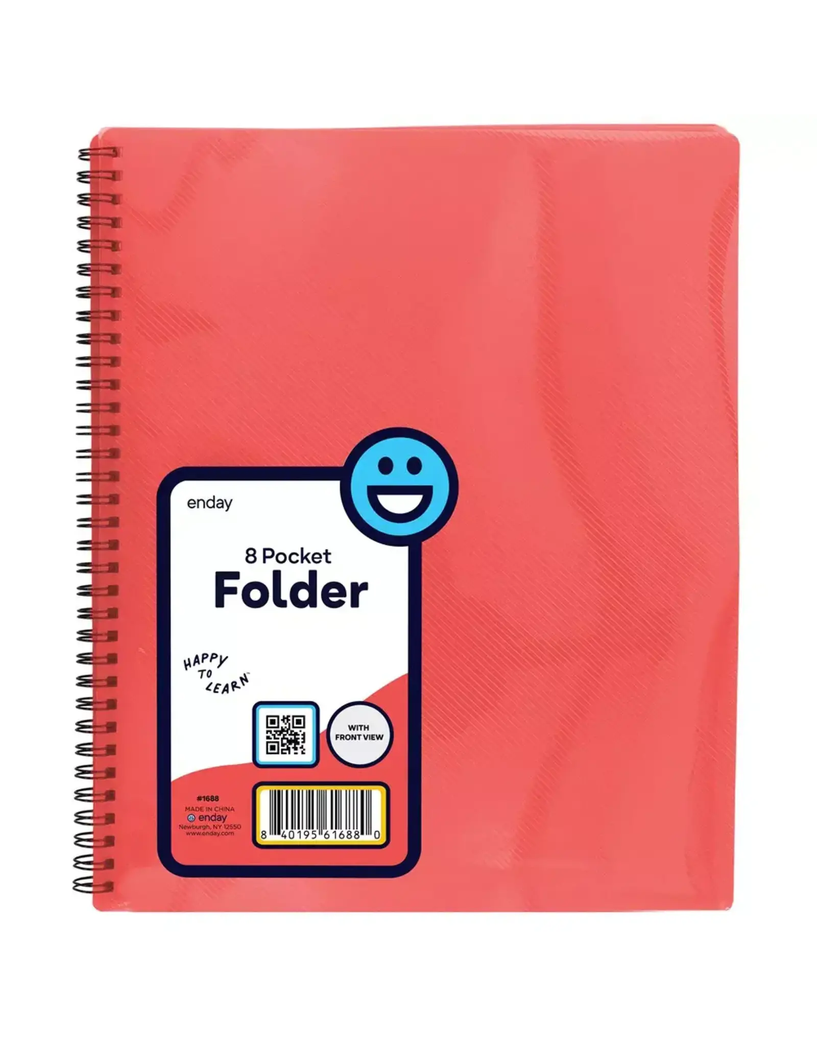 8 POCKET POLY FOLDER WITH FRONT VIEW - RED
