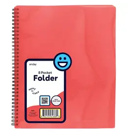 8 POCKET POLY FOLDER WITH FRONT VIEW - RED