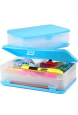 PENCIL CASE: 8.5"X5.75"X2.5" DOUBLE DECK - BLUE