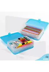 PENCIL CASE: 8.5"X5.75"X2.5" DOUBLE DECK - BLUE