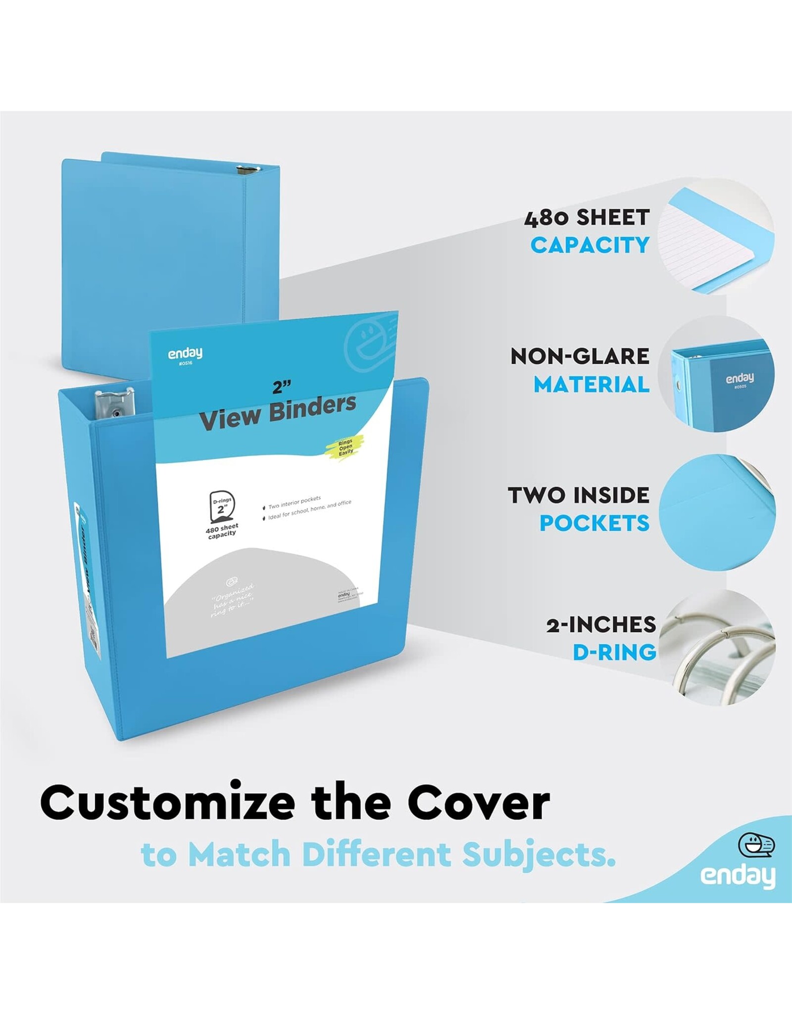VIEW BINDER: 2" D-RING WITH 2 POCKETS - BLUE