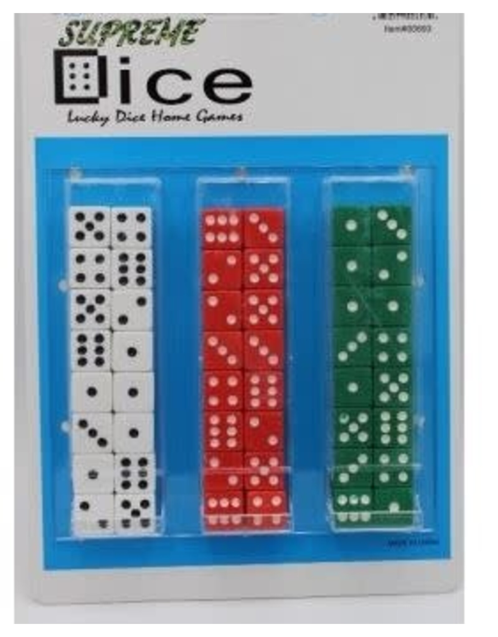 DRUM OF DICE: RED, GREEN, WHITE, 48 PACK
