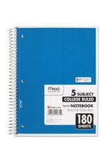 NOTEBOOK: MEAD 5 SUBJECT COLLEGE RULED 180 SHEETS