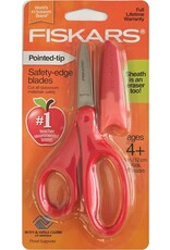 FISKARS CHILD 5" SCISSORS POINTY TIP WITH ERASER SHEATH - RED