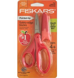 FISKARS CHILD 5" SCISSORS POINTY TIP WITH ERASER SHEATH - RED