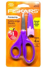FISKARS CHILD 5" SCISSORS POINTY TIP WITH ERASER SHEATH - PURPLE