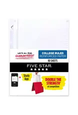 FIVE STAR REINFORCED FILLER PAPER  COLLEGE RULED 8.5"X11"  - 80 SHEETS