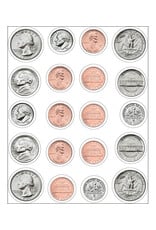 Carson-Dellosa STICKERS: SHAPE, MONEY U.S. COINS 1"X1"  - 120 PACK