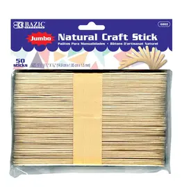 CRAFT STICKS: JUMBO 6" 50 PACK