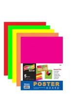 FLUORESCENT POSTER BOARD ASSORTED COLORS  11"X14" -  5 PACK