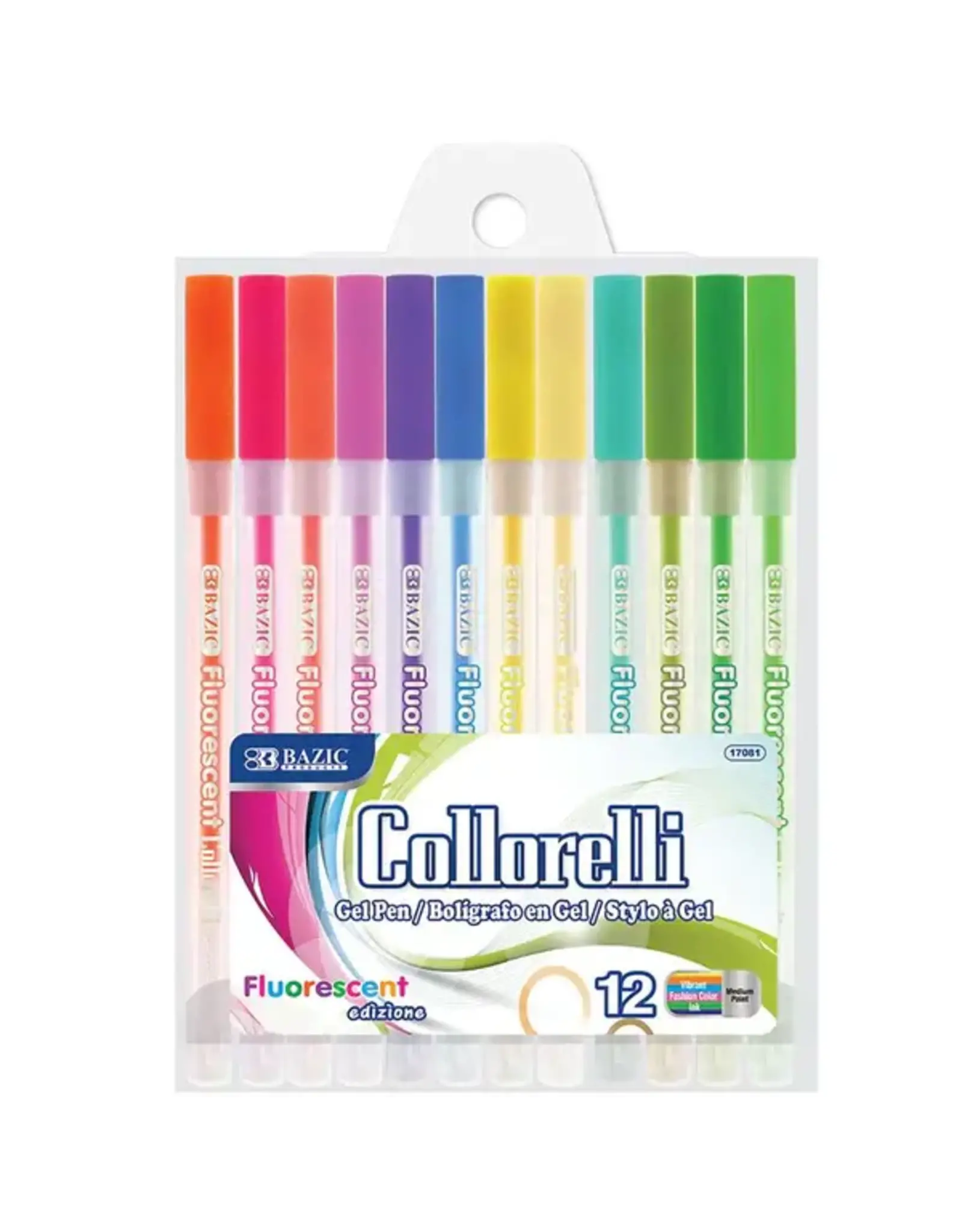 GEL PEN SET: FLUORESCENT COLORS - 12 PACK