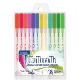 GEL PEN SET: FLUORESCENT COLORS - 12 PACK