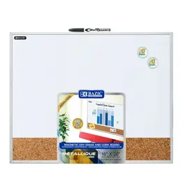 Aluminum Framed Magnetic Dry Erase/Cork Combo Board  16"x20"