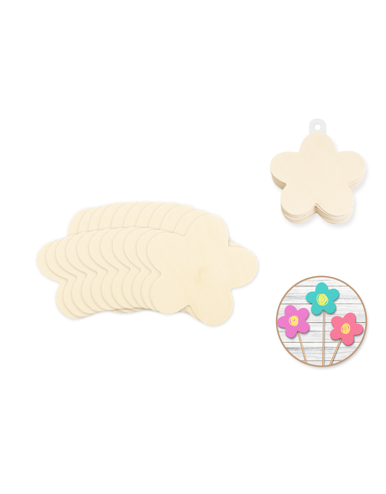 WOOD SHAPE: DAISY 3.15" -  12 PACK