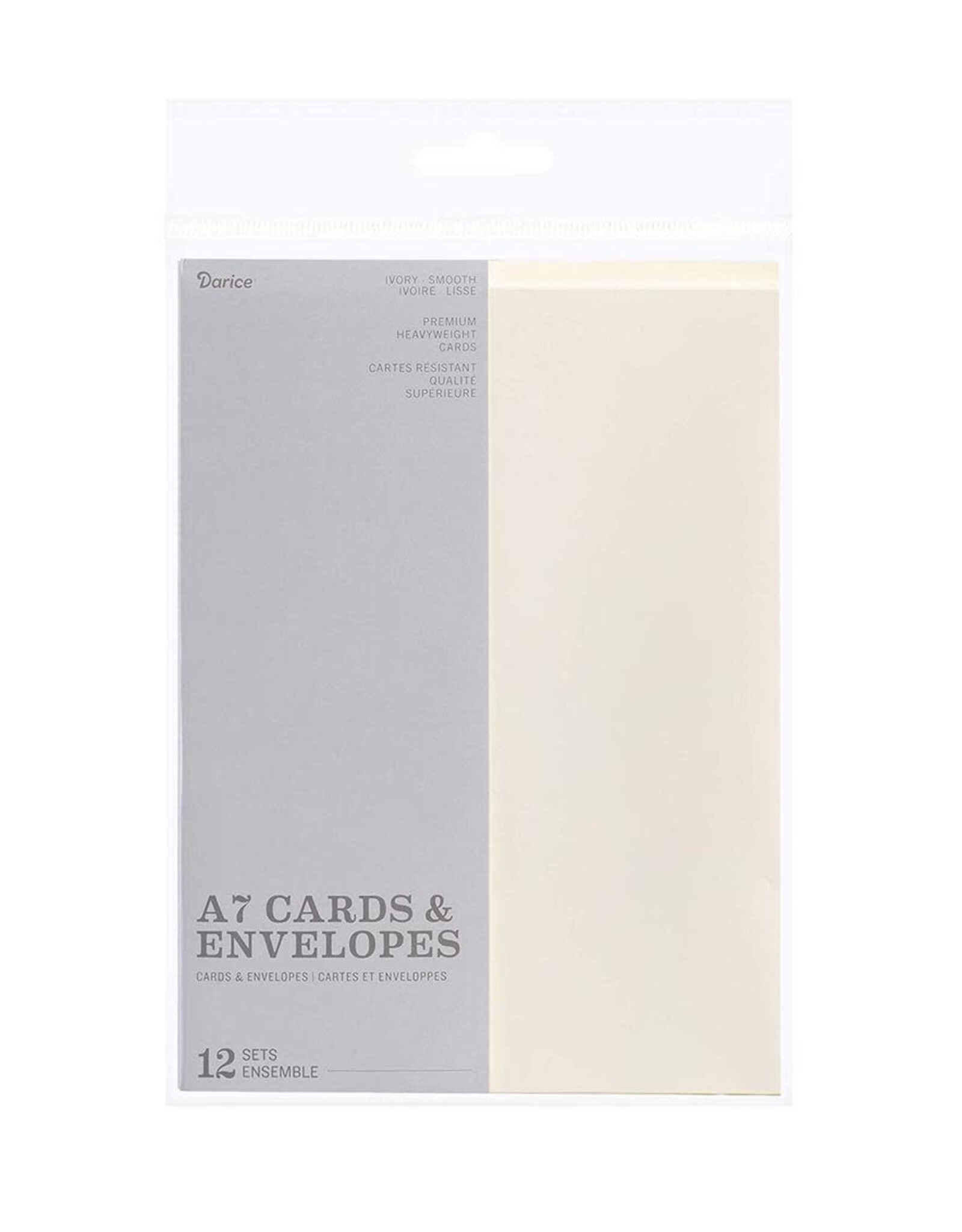 BLANK CARD & ENVELOPE: IVORY 5"X7" - 12 SETS