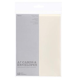 BLANK CARD & ENVELOPE: IVORY 5"X7" - 12 SETS