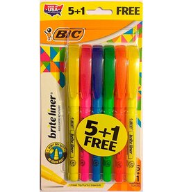 BIC HIGHLIGHTERS  5+1 PACK