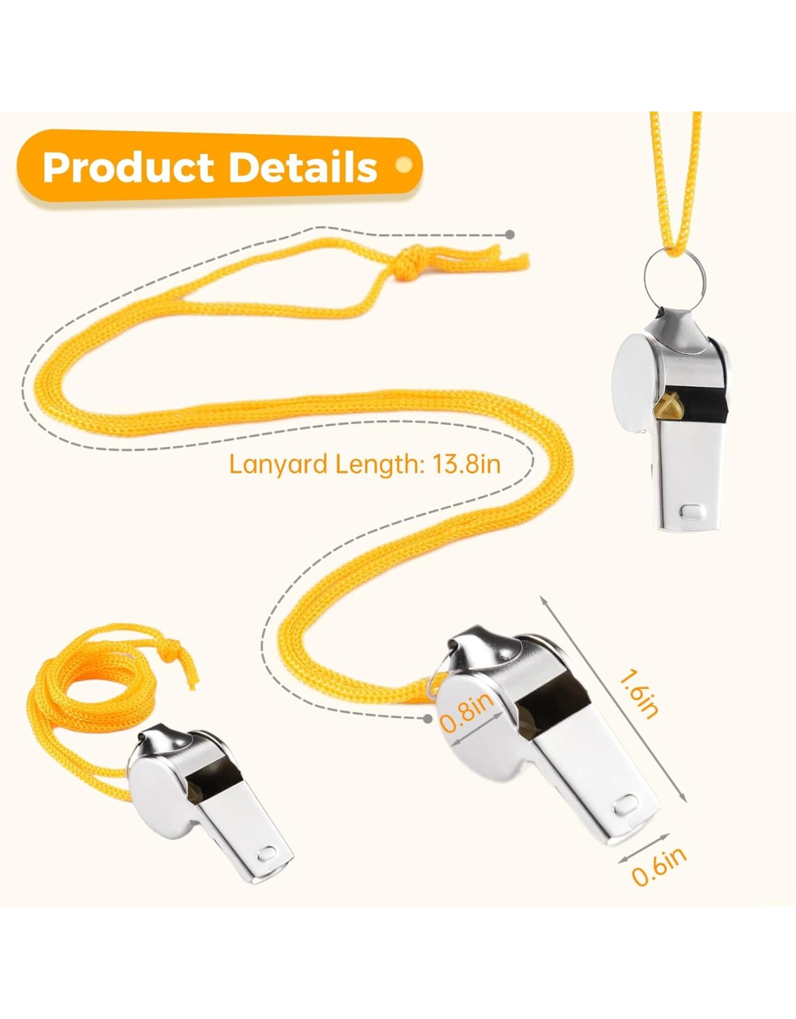 WHISTLE: METAL WITH ORANGE STRING