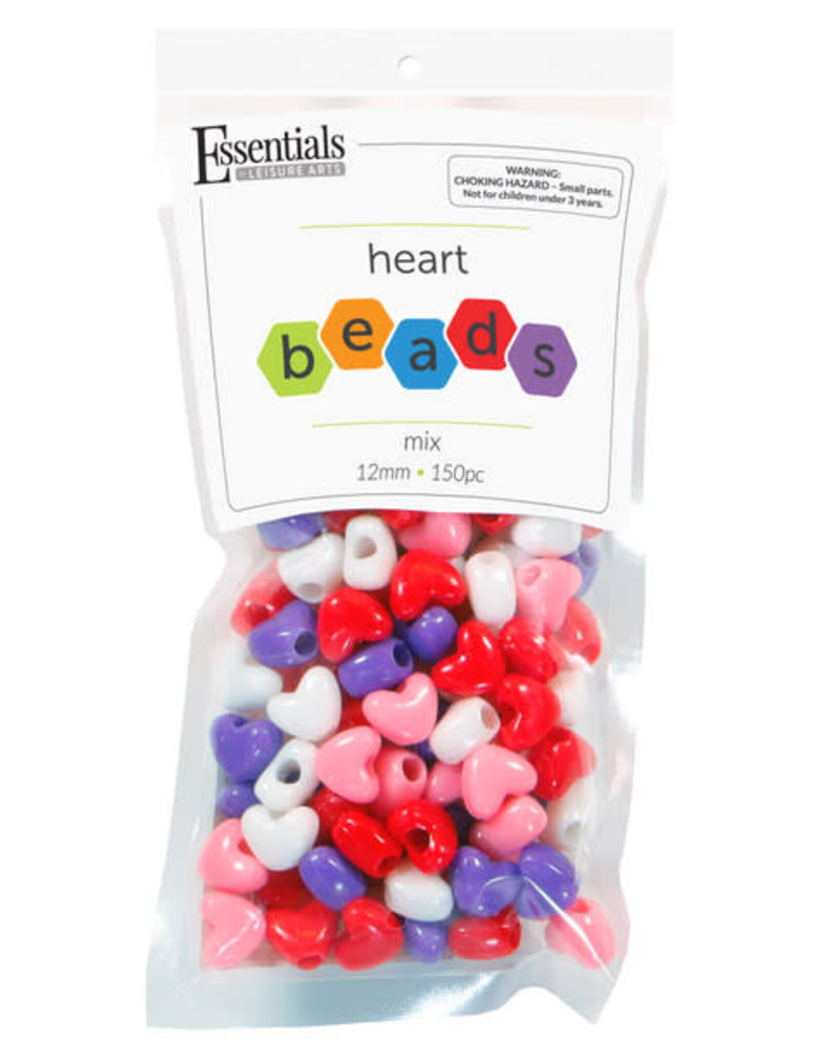 PONY BEADS:  HEART'S 12mm 150 PACK