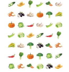 RANENU STICKER: VEGETABLE 1/2" - 6 SHEETS