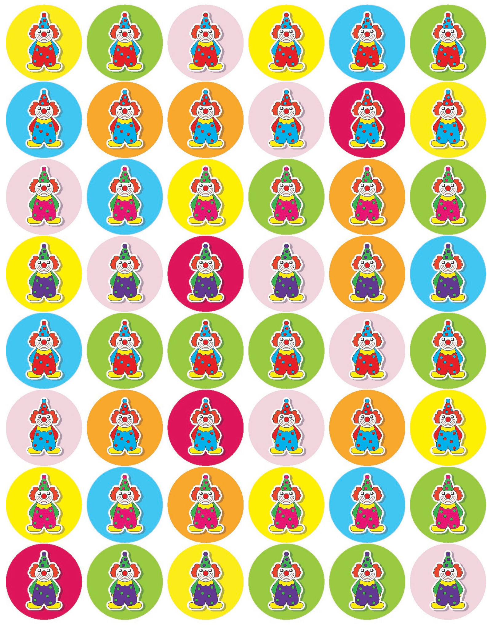 STICKERS: MINI CLOWN DOTS 1/2" - 6 SHEETS