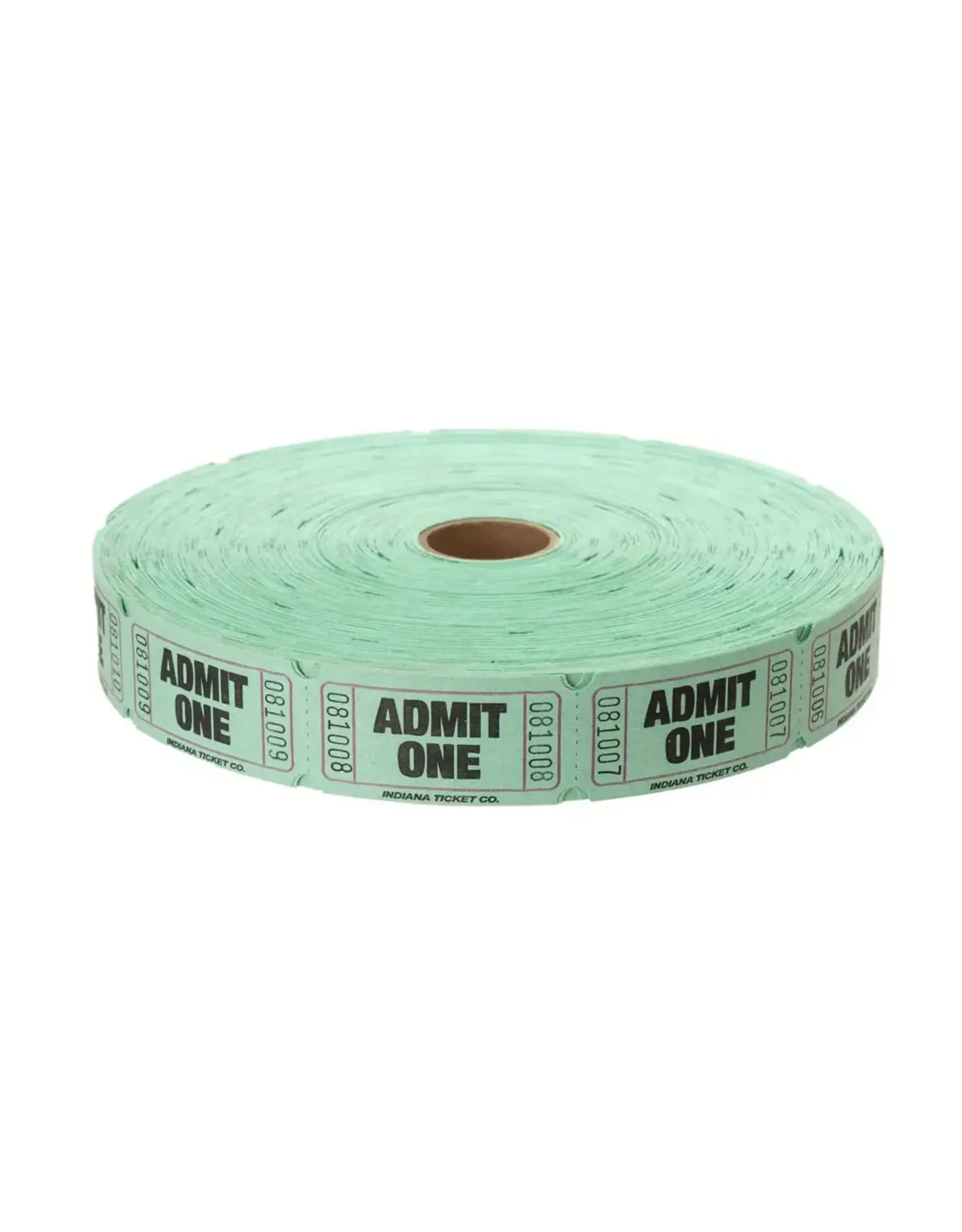 Indiana Ticket Co. RAFFLE TICKETS - GREEN  ADMIT ONE -  SINGLE -2000PC