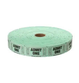 Indiana Ticket Co. RAFFLE TICKETS - GREEN  ADMIT ONE -  SINGLE -2000PC